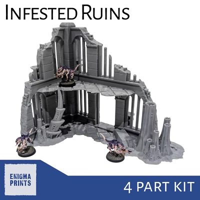 ENIGMA PRINTS Infested Ruins - 28mm Tyranid 3D Printed Terrain for Tabletop Wargaming