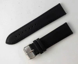 PREMIUM REAL LEATHER CUFF WATCH BAND STRAP 22mm WIDE BLACK QD22 NEW - Bild 1 von 2
