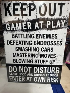 Keep Out Gamer At Play Do Not Disturb Enter At Own Risk 8x12 Metall Wandbild Schild - Bild 1 von 1