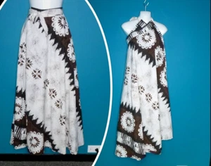 Vtg 60s Wrap Skirt Sarong Brown Ethnic Print Prakash Store Tailors Fiji Sz M - Picture 1 of 13