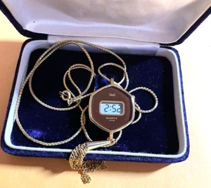 Q&Q Rare Vintage Digital LCD Pendant Watch Gold Chain 1970's JAPAN - Bild 1 von 9