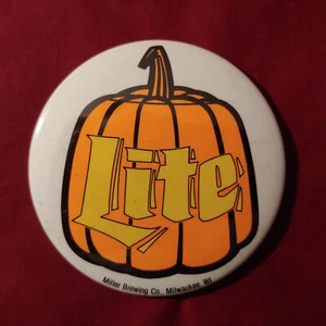 Miller Lite Pumpkin Halloween 3.5" button pin vintage 1990s - Picture 1 of 3