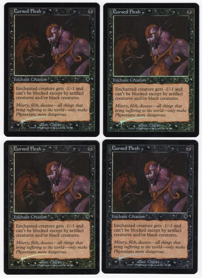 Cursed Flesh x4 4x 2000 Invasion PLAYSET FOIL Black Common Enchantment MTG NM A1 - Image 1 of 1