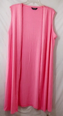 Chic Me Chaleco Largo Rosa XXL Sin Mangas Frente Abierto Boho Plumero Rayas Chicme Foto 1 de 4