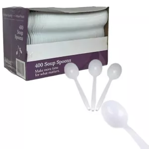 400 Disposable Plastic Soup Spoons Nicole Home Collection Cutlery Medium Weight - Picture 1 of 8
