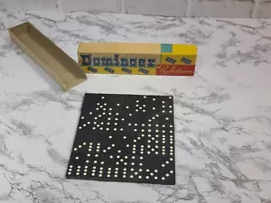 Vtg Wooden Dominoes Halsam Made in the USA NYC woolworth building - Picture 1 of 10