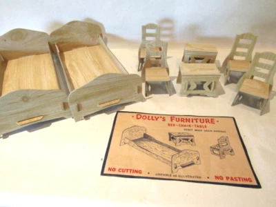 Vintage Cardboard Dollhouse Furniture 1" Scale  Bedroom - Image 1 of 4