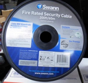 SWANN BNC Cable CCTV Wire, In-Wall Rated 200ft/60m Cord w Extension Connector - Picture 1 of 6
