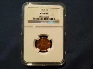 1963 1C Lincoln Memorial Cent NGC MS 66 RB - Picture 1 of 5