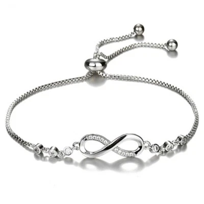 Brazalete deslizante ZARD Infinity Charm circonita cúbica enchapado en plata de ley Foto 1 de 4