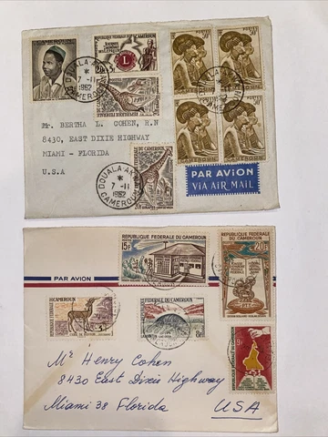 Stamps Cameroon Envelopes 1962 (13 Stamps) Cover
