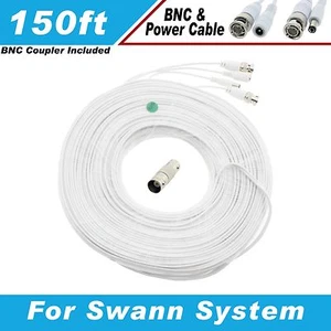 WHITE PREMIUM 150Ft CCTV SURVEILLANCE BNC EXTENSION CABLES FOR SWANN SYSTEMS - Picture 1 of 9