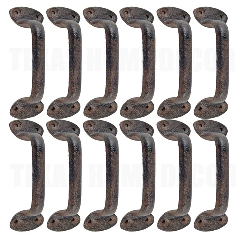 12 Cast Iron Door Handles Rustic Antique Style Barn Gate Shed Door Cabinet Pull Cover