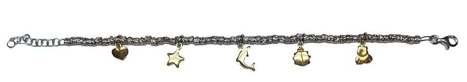 Bracciale Charms in Argento rodiato e dorato 925% idea regalo per donna - Immagine 1 di 1