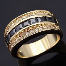 Nobby Wedding Man Womens Fashion Rings Size 10 Black Sapphire 18K Gold Filled