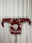 Ugly Christmas Sweater Embroidered Santa Face Size Women Small / smaller Medium