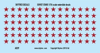SKYTREX Zweiter Weltkrieg - Moderne Aufkleber sowjetische rote Sternmarkierungen 1/76 - 1/72 - 20 mm Maßstab - AD29