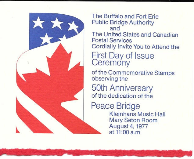 #1721 First Day Program Invitation 13c Peace Bridge Stamp w/Canada FD - Image 1 of 1