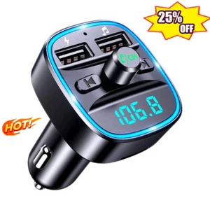 ^Car Wireless Bluetooth 5.0 FM Transmitter Adapter 2USB Charger AUX Hands-Free - Bild 1 von 7