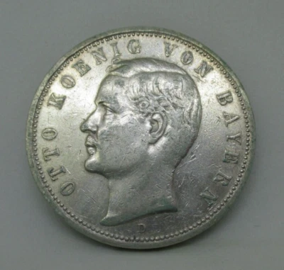 Alte Silber Münze 5 Mark Bayern 1894 Deutsches Reich Regent Otto - Bild 1 von 4