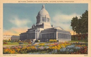 Postal WA: Capitol Building, Olympia, Washington, lino vintage años 40 - Imagen 1 de 2