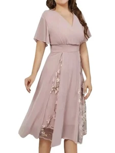 Abend Kleid altrosa aus Chiffon in Wickeloptik Gr. 44, Gr. 46 0724HD31147 - Bild 1 von 4