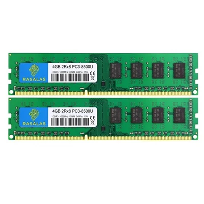 8GB DDR3 Kit 2x4GB PC3-8500 1066 MHz UDIMM RAM, 2Rx8 1.5V CL7 Desktop Memory - Image 1 of 4