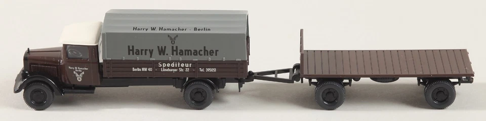 WIKING 084201 H0 LKW MERCEDES Pritschenlastzug Spedition Hamacher