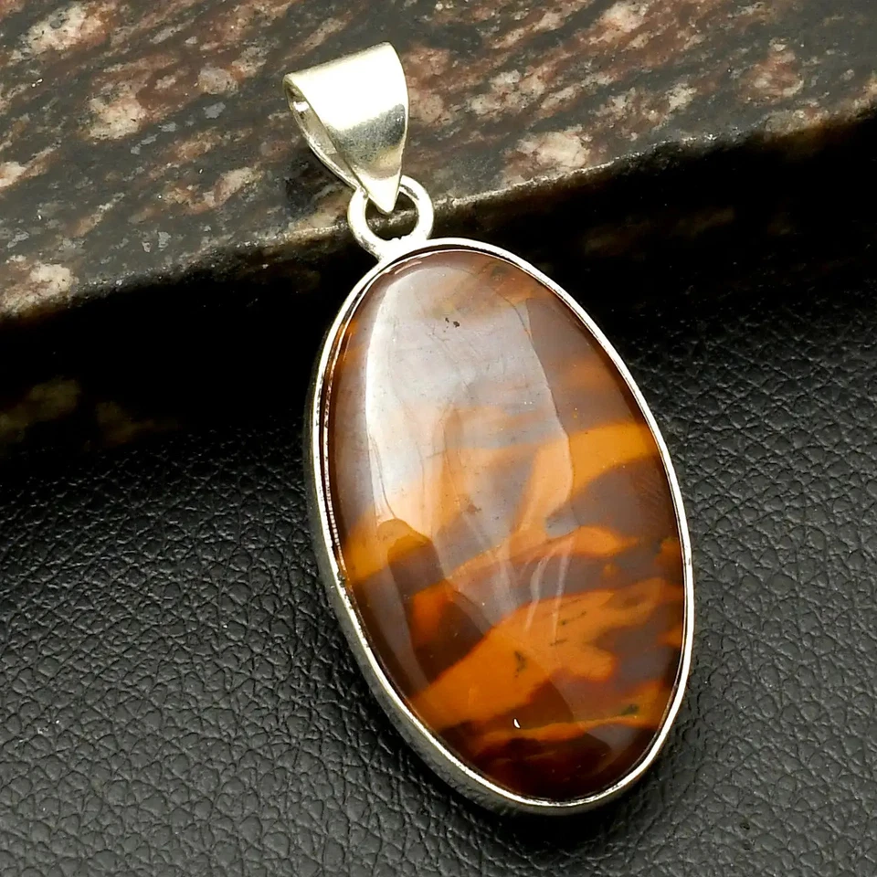 Pingente feminino de pedra preciosa étnica feita à mão olho de tigre de ferro 2,2" AP-18179 - Imagem 1 de 1