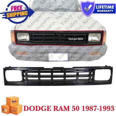 Black Plastic Fits 1987-1993 Dodge Ram 50 87 Mini Ram New Front Grille MI1200106 - Image 1 of 4