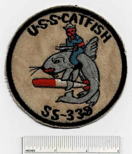 WW2 Submarine USS CATFISH SS-339 WWII Sub Boat US Navy Shoulder Patch USN - Picture 1 of 2