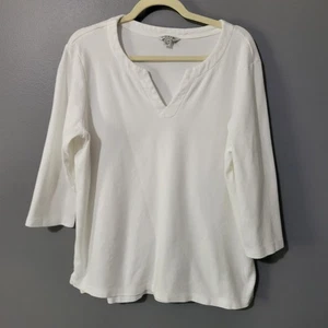 Blusa blusa cápsula Orvis Top para mujer XL blanca manga 3/4 informal cuello en V capas - Imagen 1 de 9