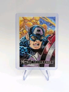 2024 Marvel Metal Universe Captain American 1/1 Sketch Signed Rustico Limosinero - Picture 1 of 2