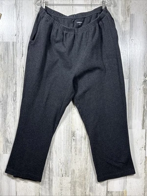 Lands' End Sport Knit Cotton Capri Pants Women Plus 1X Elastic Pull On Dark Gray - Image 1 of 4