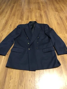 Mens Oscar De La Renta Navy Wool Double Breasted Blazer, Size 42L - Picture 1 of 12