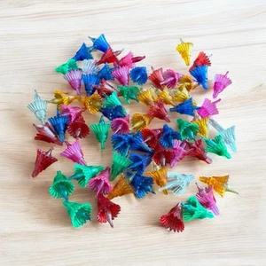 Vintage MultiColor Push On Light Flower Reflectors Covers Lot Of 65 Christmas - Picture 1 of 4