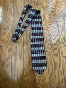 Mosaik handgefertigte Krawatte 100 % reine Seide schwarz/grau/burgund 66 Zoll lang - Bild 1 von 6