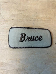 Vtg 70s BRUCE Sew On Embroidered Clothing Jacket Uniform Name Patch BROWN - Picture 1 of 3