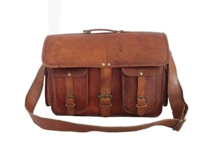 Maletín de cuero vintage de 15" Bolso mensajero Oficina Laptop Cartera Bolsos de hombro - Imagen 1 de 9