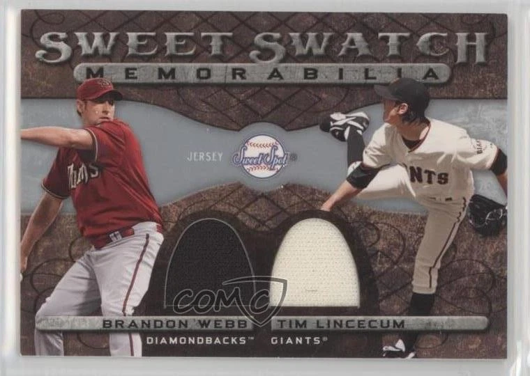 2009 Sweet Spot Sweet Swatch Memorabilia Dual Brandon Webb Tim Lincecum #DS-WL - Image 1 of 2