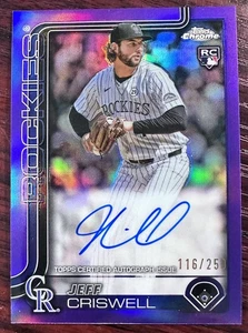 2025 Topps Chrome Jeff Criswell Purple Refractor Autograph Rookie /250 - Bild 1 von 3
