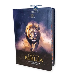 Biblia Letra Súper Gigante 19 punto RV1960 piel negro león Tribu De Juda Indice - Picture 1 of 8