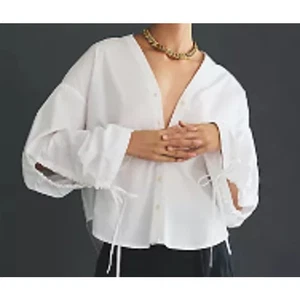 Blusa Pilcro bianca oversize con coulisse in popeline taglia L - Foto 1 di 4