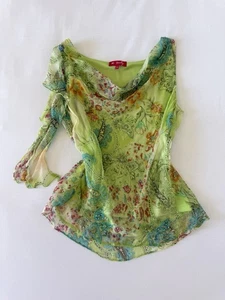 Rene Derhy Green Paisley Top M - Picture 1 of 9