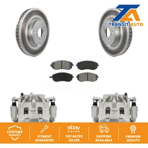 Front Disc Brake Caliper Coat Rotors And Semi-Metallic Pad Kit For Subaru Legacy - Picture 1 of 1