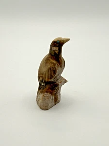 Zuni Signed Stone Eagle Fetish Carving w/ Turquoise Eye 2” Native Style - Picture 1 of 12