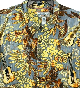 Margaritaville Hawaiian Shirt Men XXL Aloha Guitars Jimmy Buffet Music Hibiscus - Picture 1 of 10