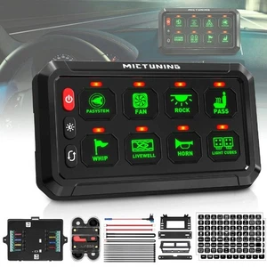 MICTUNING 8 Gang Switch Panel Strobe Circuit Relay Control Offroad RV Truck Boat - Picture 1 of 24