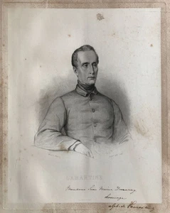 Gustave Lévy, d'après Leloir — Alphonse de Lamartine — lithographie signée 33x26 - Foto 1 di 3