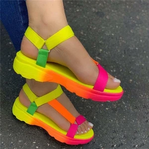 Women's Summer Wedge Sandals Open Toe Heels Ankle Strap Casual Roman Slingback - Picture 1 of 14